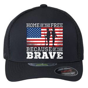 Home Of The Free Because Of The Brave Military American Flag Cute Gift Flexfit Unipanel Trucker Cap