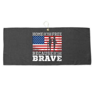 Home Of The Free Because Of The Brave Military American Flag Cute Gift Large Microfiber Waffle Golf Towel