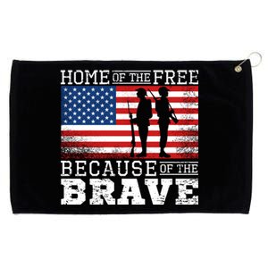 Home Of The Free Because Of The Brave Military American Flag Cute Gift Grommeted Golf Towel