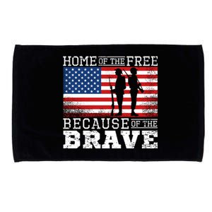 Home Of The Free Because Of The Brave Military American Flag Cute Gift Microfiber Hand Towel