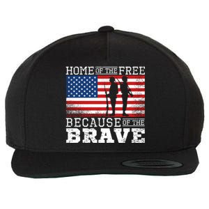 Home Of The Free Because Of The Brave Military American Flag Cute Gift Wool Snapback Cap