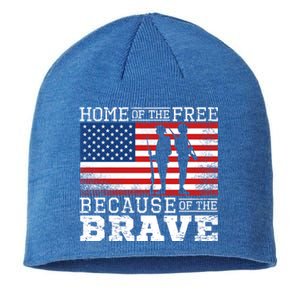 Home Of The Free Because Of The Brave Military American Flag Cute Gift Sustainable Beanie