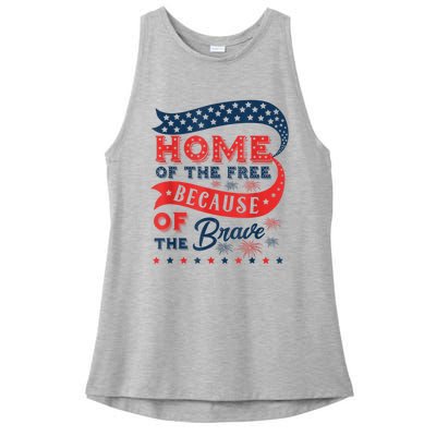 Home Of The Free Because Of The Brave Ladies PosiCharge Tri-Blend Wicking Tank