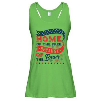 Home Of The Free Because Of The Brave Ladies Essential Flowy Tank