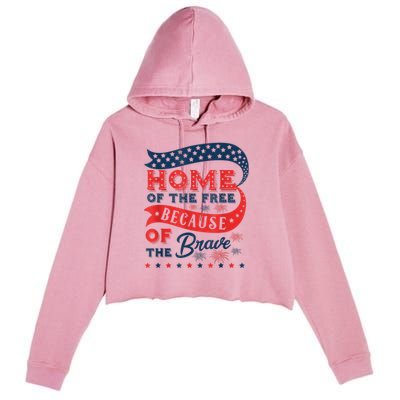 Home Of The Free Because Of The Brave Crop Fleece Hoodie