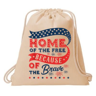 Home Of The Free Because Of The Brave Drawstring Bag