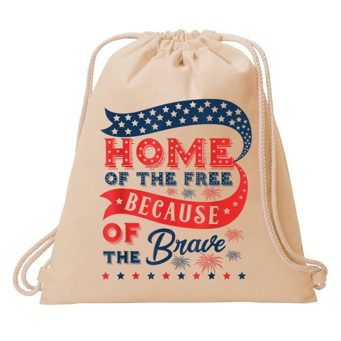 Home Of The Free Because Of The Brave Drawstring Bag