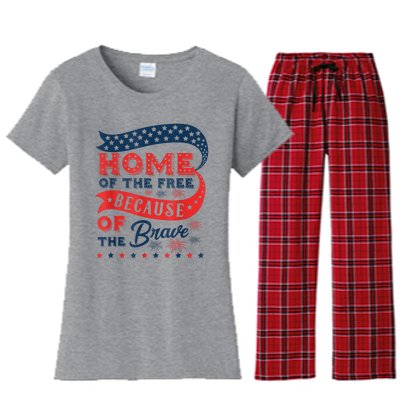 Home Of The Free Because Of The Brave Women's Flannel Pajama Set