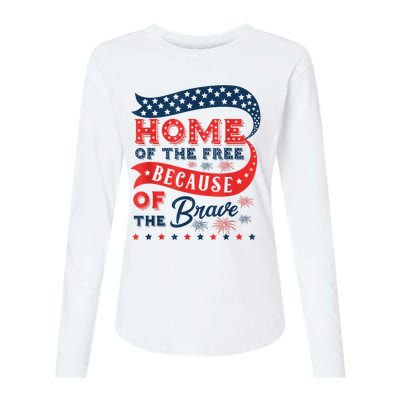 Home Of The Free Because Of The Brave Womens Cotton Relaxed Long Sleeve T-Shirt