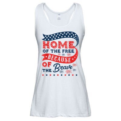 Home Of The Free Because Of The Brave Ladies Essential Flowy Tank