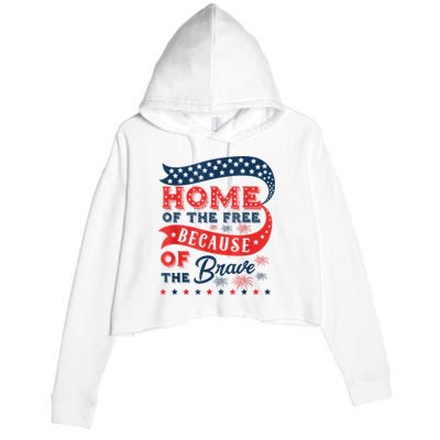 Home Of The Free Because Of The Brave Crop Fleece Hoodie