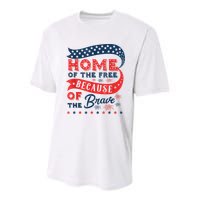 Home Of The Free Because Of The Brave Youth Performance Sprint T-Shirt