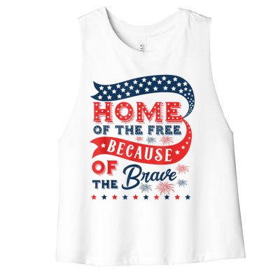 Home Of The Free Because Of The Brave Women's Racerback Cropped Tank