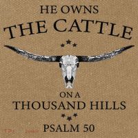 He Owns The Cattle On A Thousand Hills Bull Skull Christian Cotton Canvas Backpack