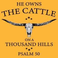 He Owns The Cattle On A Thousand Hills Bull Skull Christian Pom Pom 12in Knit Beanie