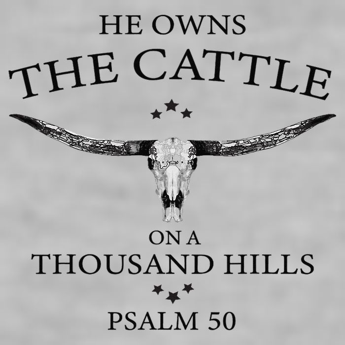 He Owns The Cattle On A Thousand Hills Bull Skull Christian Ladies PosiCharge Tri-Blend Wicking Tank