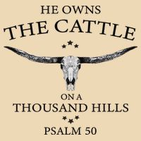 He Owns The Cattle On A Thousand Hills Bull Skull Christian Drawstring Bag