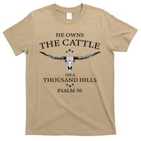 He Owns The Cattle On A Thousand Hills Bull Skull Christian T-Shirt