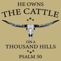 He Owns The Cattle On A Thousand Hills Bull Skull Christian Cooling Performance Long Sleeve Crew
