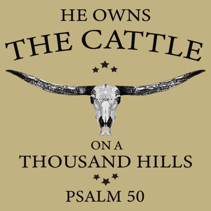 He Owns The Cattle On A Thousand Hills Bull Skull Christian Cooling Performance Long Sleeve Crew