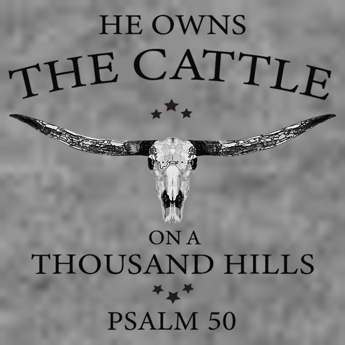 He Owns The Cattle On A Thousand Hills Bull Skull Christian Tall Sweatshirt