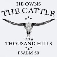 He Owns The Cattle On A Thousand Hills Bull Skull Christian Sueded Cloud Jersey T-Shirt