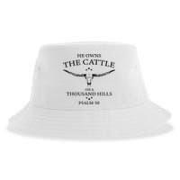 He Owns The Cattle On A Thousand Hills Bull Skull Christian Sustainable Bucket Hat