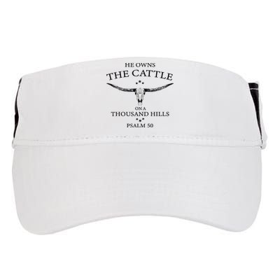 He Owns The Cattle On A Thousand Hills Bull Skull Christian Adult Drive Performance Visor