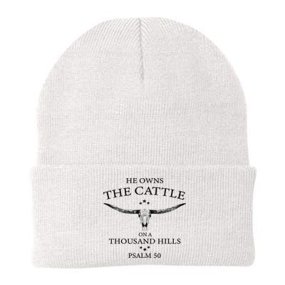 He Owns The Cattle On A Thousand Hills Bull Skull Christian Beanie