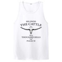He Owns The Cattle On A Thousand Hills Bull Skull Christian PosiCharge Competitor Tank