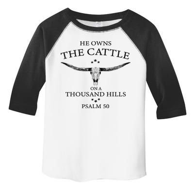 He Owns The Cattle On A Thousand Hills Bull Skull Christian Toddler Fine Jersey T-Shirt
