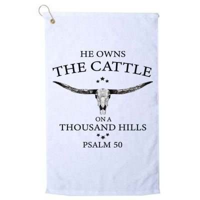 He Owns The Cattle On A Thousand Hills Bull Skull Christian Golf Towel
