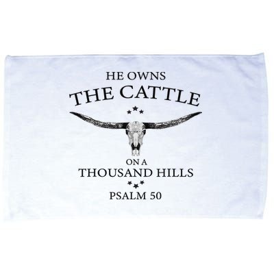 He Owns The Cattle On A Thousand Hills Bull Skull Christian Microfiber Hand Towel