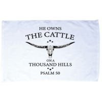 He Owns The Cattle On A Thousand Hills Bull Skull Christian Microfiber Hand Towel