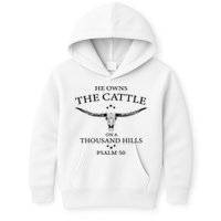 He Owns The Cattle On A Thousand Hills Bull Skull Christian Kids Hoodie