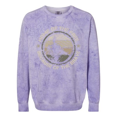 Home Of The Free Because Of The Brave Usa Military Veteran Gift Colorblast Crewneck Sweatshirt