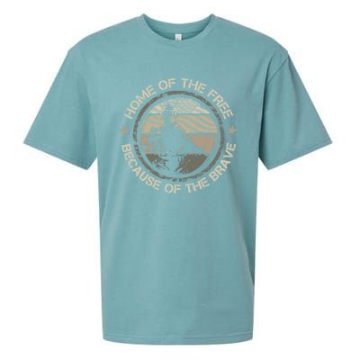 Home Of The Free Because Of The Brave Usa Military Veteran Gift Sueded Cloud Jersey T-Shirt