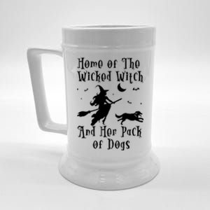 Home Of The Wicked Witch And Her Pack Of Dog Funny Halloween Gift Beer Stein