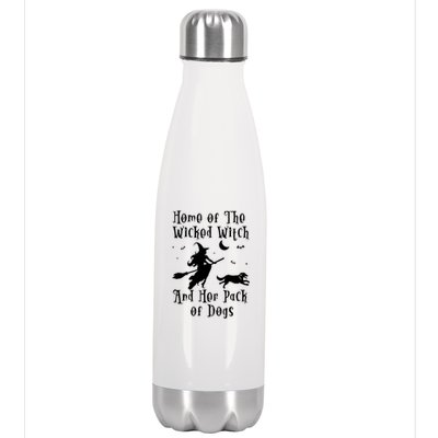 Home Of The Wicked Witch And Her Pack Of Dog Funny Halloween Gift Stainless Steel Insulated Water Bottle