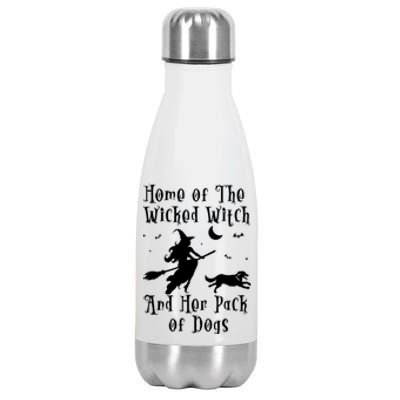 Home Of The Wicked Witch And Her Pack Of Dog Funny Halloween Gift Stainless Steel Insulated Water Bottle