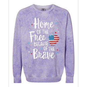 Home Of The Free Veterans 4th of July  Wife Patriotic Colorblast Crewneck Sweatshirt