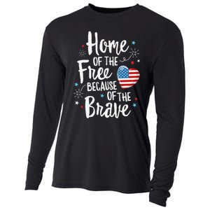 Home Of The Free Veterans 4th of July  Wife Patriotic Cooling Performance Long Sleeve Crew