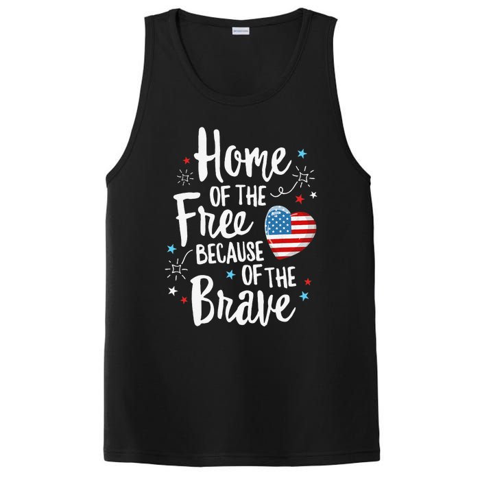 Home Of The Free Veterans 4th of July  Wife Patriotic PosiCharge Competitor Tank