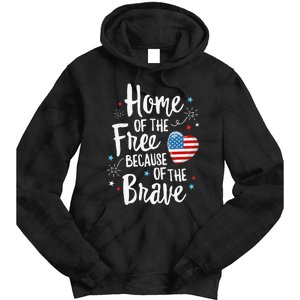 Home Of The Free Veterans 4th of July  Wife Patriotic Tie Dye Hoodie