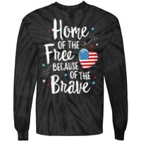 Home Of The Free Veterans 4th of July  Wife Patriotic Tie-Dye Long Sleeve Shirt