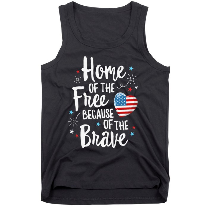 Home Of The Free Veterans 4th of July  Wife Patriotic Tank Top