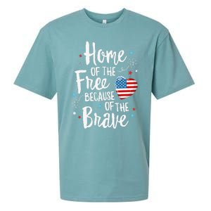 Home Of The Free Veterans 4th of July  Wife Patriotic Sueded Cloud Jersey T-Shirt