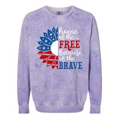 Home Of The Free Because Of The Brave American Flag Gift Colorblast Crewneck Sweatshirt