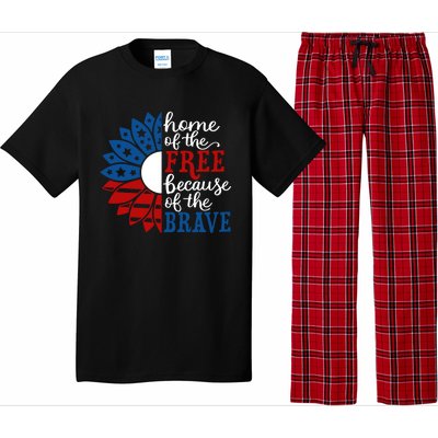 Home Of The Free Because Of The Brave American Flag Gift Pajama Set