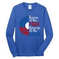 Home Of The Free Because Of The Brave American Flag Gift Tall Long Sleeve T-Shirt